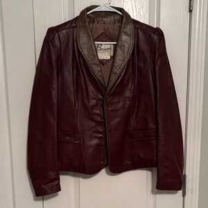 Berman’s Women's Vintage Burgundy with Tan Interior Leather Jacket size 12